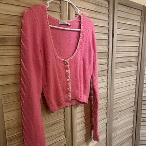Zara Vibrant Pink Buttoned Cardigan